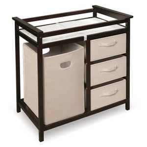 lot 96 image: Badger Basket Modern Changing Table with Hamper - Espresso