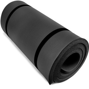 lot 147 image: Crown Sporting Goods Yoga Cloud Ultra-Thick 1 Yoga and Exercise Mat with Shoulder Sling, Black