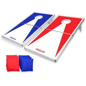 lot 151 image: GoSports CornHole PRO Regulation Size Bean Bag Toss Game Set, Superior Aluminum Frame, Red and Blue Design