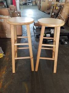 lot 165 image: 2 WOODEN BAR STOOLS
