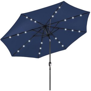 lot 182 image: Best Choice Products 10ft Solar LED Lighted Patio Umbrella w Tilt Adjustment, Fade-Resistant Fabric - Navy Blue