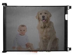 lot 42 image: Babepai Retractable Baby Gate Wide Safety Mesh Gate Easy to Roll and Latch for Stairways Doorways Hallways Patios Deck Banisters Flexible and Extensible Pets Gate Up to 54 inch Wide, Black
