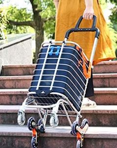 lot 59 image: Folding Shopping Cart Portable Grocery Utility Lightweight Stair Climbing Cart with Rolling Swivel Wheels and Removable Waterproof Canvas Removable Bag (Green)