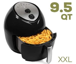 lot 109 image: Paula Deen 9.5 QT (1700 Watt) Family-Sized Air Fryer, Rapid Air Circulation System, Single Basket System, Ceramic Non-Stick Coating, Simple Knob Controls, 50 Recipes, 1-Year Warranty (Gray)