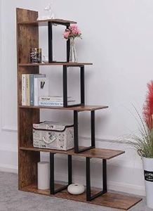 lot 110 image: IWell Open 5 Shelf Ladder Bookshelf Rustic Brow