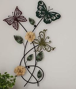 lot 117 image: Lavish Home Tree of Life Metal Wall Art Hand Painted 3D ButterfliesLeaves for Modern Farmhouse Rustic Home or Office Decor