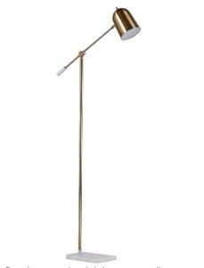 lot 119 image: Amazon Brand Rivet Avery Marble and Brass Adjustable Floor Lamp with Light Bulb, 63H