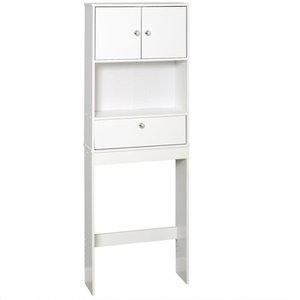 lot 200 image: Zenna Home Drop Door Over The Toilet Bathroom Spacesaver, Bath Storage Shelves, White