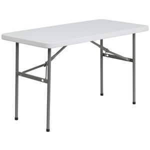 lot 212 image: Flash Furniture DAD-YCZ-122-2-GG Granite Plastic Folding Table, 24 by 48-Inch, White