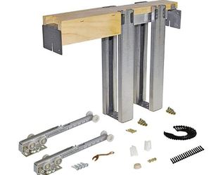 lot 201 image: Johnson Hardware 1500 Soft Close Series Commercial Grade Pocket Door Frame for 2x4 Stud Wall (28 inch x 80 inch)