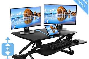 lot 203 image: Seville Classics AIRLIFT Pneumatic Sit-to-Stand Adjustable Desktop Converter