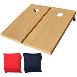 lot 5925 image: GoSports Regulation Size Wooden CornHole Set Includes 8 Premium Bags, WoodNatural