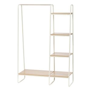 lot 5935 image: IRIS Metal Garment Rack with Wood Shelves - White
