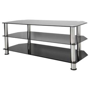lot 5962 image: AVF Black Glass Floor Stand with Chrome Legs for Most TVs up to 55