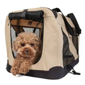 lot 5987 image: Pet Life Folding Zippered 360 Degree Vista View House Pet Crate in Khaki, 32 L x 23 W x 23 H, Large