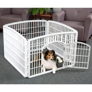 lot 5998 image: IRIS Dog Play Pen with Door, 4-Panel, White