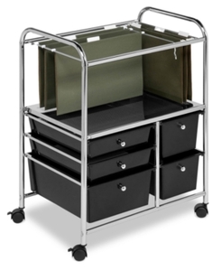 lot 1957 image: Honey Can Do Hanging File Storage Cart, 5 Drawer