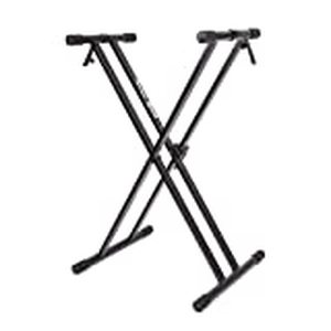 lot 1975 image: RockJam Xfinity Heavy-Duty, Double-X, Pre-Assembled, Infinitely Adjustable Piano Keyboard Stand with Locking Straps