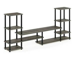 lot 4563 image: FURINNO Turn-N-Tube Grand Entertainment Center, French Oak GreyBlack