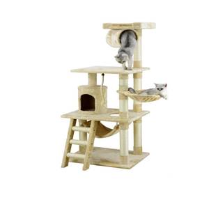 lot 4592 image: Go Pet Club 62 Cat Tree Condo Furniture Beige Color