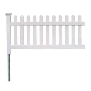 lot 7925 image: Newport Permanent Picket Fence with Post and No-Dig Steel Pipe Anchor (3ft x 6ft)