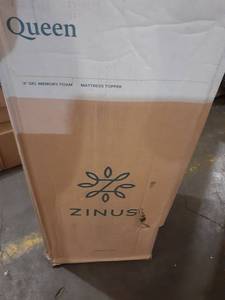 lot 8653 image: ZINUS QUEEN MEMORY FOAM MATTRESS TOPPER