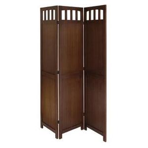 lot 8664 image: Winsome Wood William 3-Panel Folding Room Divider, Walnut Finish