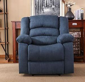 lot 8705 image: RECLINER IN MICROFIBER DARK BLUE
