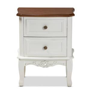 lot 1514 image: Baxton Studio Darlene White and Cherry Brown Finished Wood 2-Drawer Nightstand