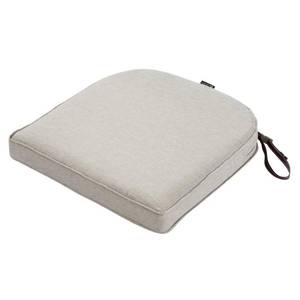 lot 1523 image: Classic Accessories Montlake Water-Resistant 20 x 20 x 2 Inch Contoured Patio Dining Seat Cushion, Heather Grey