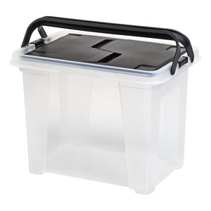 lot 1527 image: IRIS Letter Size Portable Wing Lid File Box with Handles (Pack of 4)