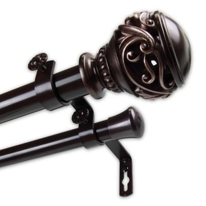 lot 1532 image: InStyleDesign Leah 1 inch Diameter Adjustable Double Curtain Rod