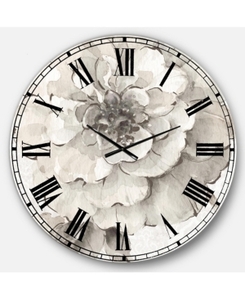 lot 1554 image: Designart Indigold Grey Peonies I Farmhouse Large Wall CLock Retail $165.49