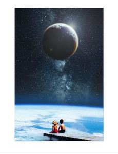 lot 1515 image: Noir Gallery Vintage Earth Space Moon Kids Unframed Art PrintPoster