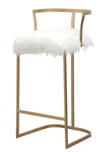 lot 1552 image: Abbyson Zoe White Faux Fur 30 in Bar Stool