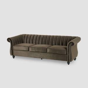 lot 83 image: Bowie Modern Glam Velvet 3 Seater Sofa by Christopher Knight Home Retail $787.49
