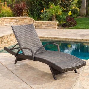 lot 95 image: Toscana Outdoor Wicker Armed Chaise Lounge Chair by Christopher Knight Home Retail $334.99