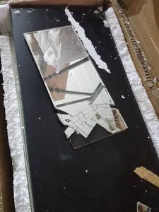 lot 801 image: ACME Furniture Nowles Mirrored Console Table Damaged, See Photos
