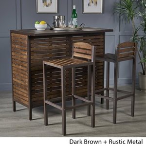 lot 806 image: Leni 3-Piece Acacia Wood Bar Set by Christopher Knight Home Retail $497.99