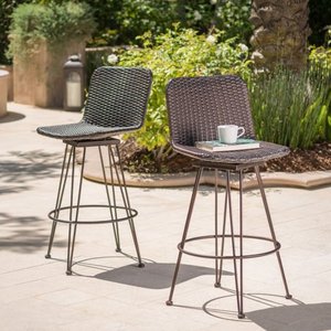 lot 1255 image: Torrey Outdoor Wicker Barstool (Set of 2) by Christopher Knight Home Retail $232.99