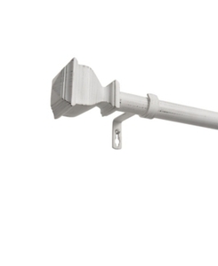 lot 1559 image: 84-160 Napoleon Patio Window Curtain Rod with Square Finial Set Distressed White - Exclusive Home