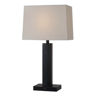 lot 1560 image: Concierge Oil Rubbed Bronze 3-Way Table Lamp with USB port Retail $97.99