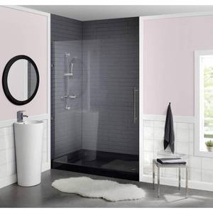 lot 7228 image: Swiss Madison Voltaire 60 in. x 36 in. Acrylic Single-Threshold Right Drain Shower Base in Black, Glossy