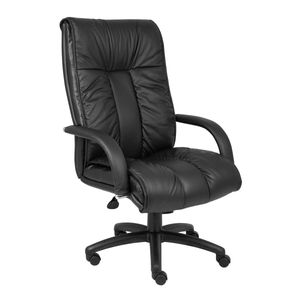 lot 7229 image: Italian Leather High Back Executive Chair Black - Boss Office Products