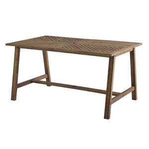 lot 7231 image: 60 Acacia Wood Chevron Dining Table - Dark Brown