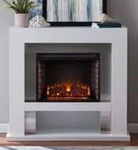 lot 87 image: Larry industrial white fireplace aluminum surround mantel No Fireplace