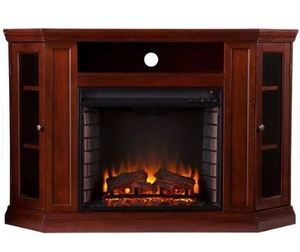 lot 91 image: Southern Enterprises FE9310 Claremont Convertible Media Electric Fireplace - Cherry