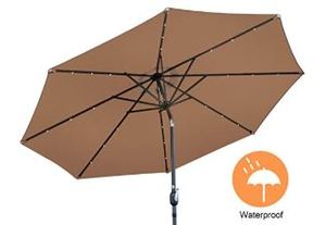 lot 789 image: 10 ft Patio Market Umbrella Outdoor with Solar Powered LED Light Retail $122.49