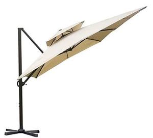 lot 791 image: Abba Patio 9 x 12 ft Rectangular Patio Offset Hanging Umbrella Double Top Cantilever Umbrella with Easy Tilt & Cross Base for Garden, Deck, Backyard, Pool, Beige
