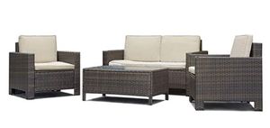 lot 808 image: 4 Pieces Patio PE Rattan Sofa Set Outdoor Sectional Wicker Furniture Set Retail $547.49
